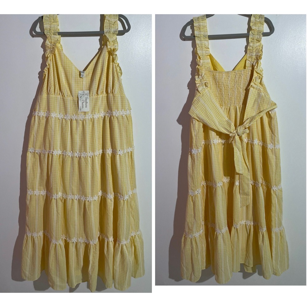 Cato Southern Charm maxi dress gingham 26/28 4x floral Cottagecore Fall prairie